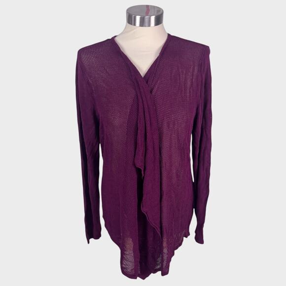 August Silk Large Open Front Cardigan Sweater 100% Rayon Purple Lightweight - Picture 1 of 7